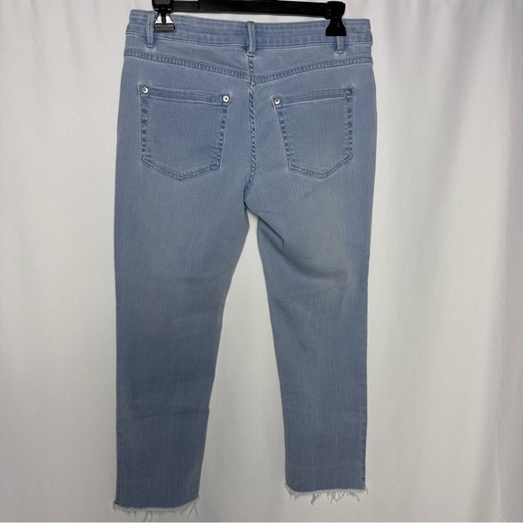 J. Jill Denim Authentic Fit Cropped Light Wash Fringe Bottom Denim Jeans sz 6P - Picture 4 of 8